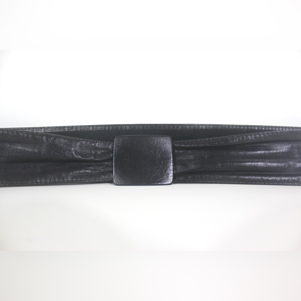 Black Thin Leather Belt Adjustable with Self Covered Buckle Eighties dress